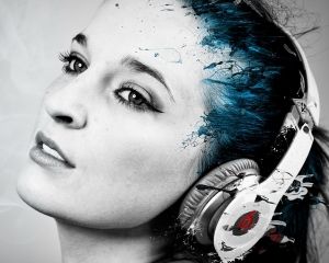 monster beats headphones girl face